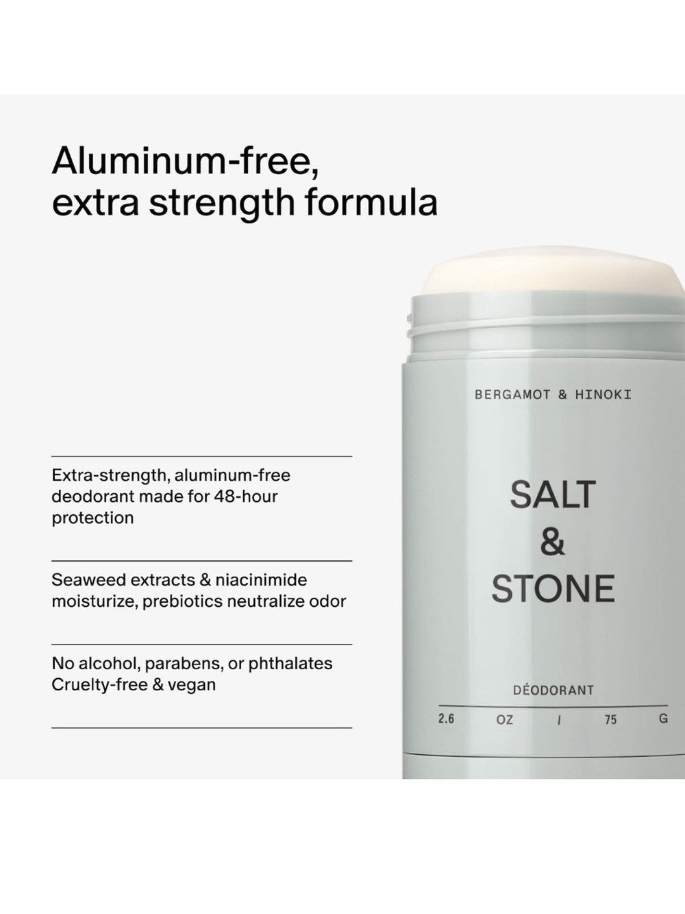 NIB Salt & Stone Deodorant - Bergamot & Hinoki